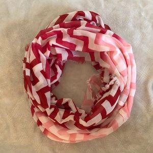 Red and pink chevron infinity scarf